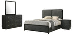 Coaster 223661Q-S4 4 pc Cavelle black finish wood charcoal chenille fabric headboard queen bedroom set