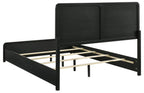 Coaster 223661Q-S4 4 pc Cavelle black finish wood charcoal chenille fabric headboard queen bedroom set