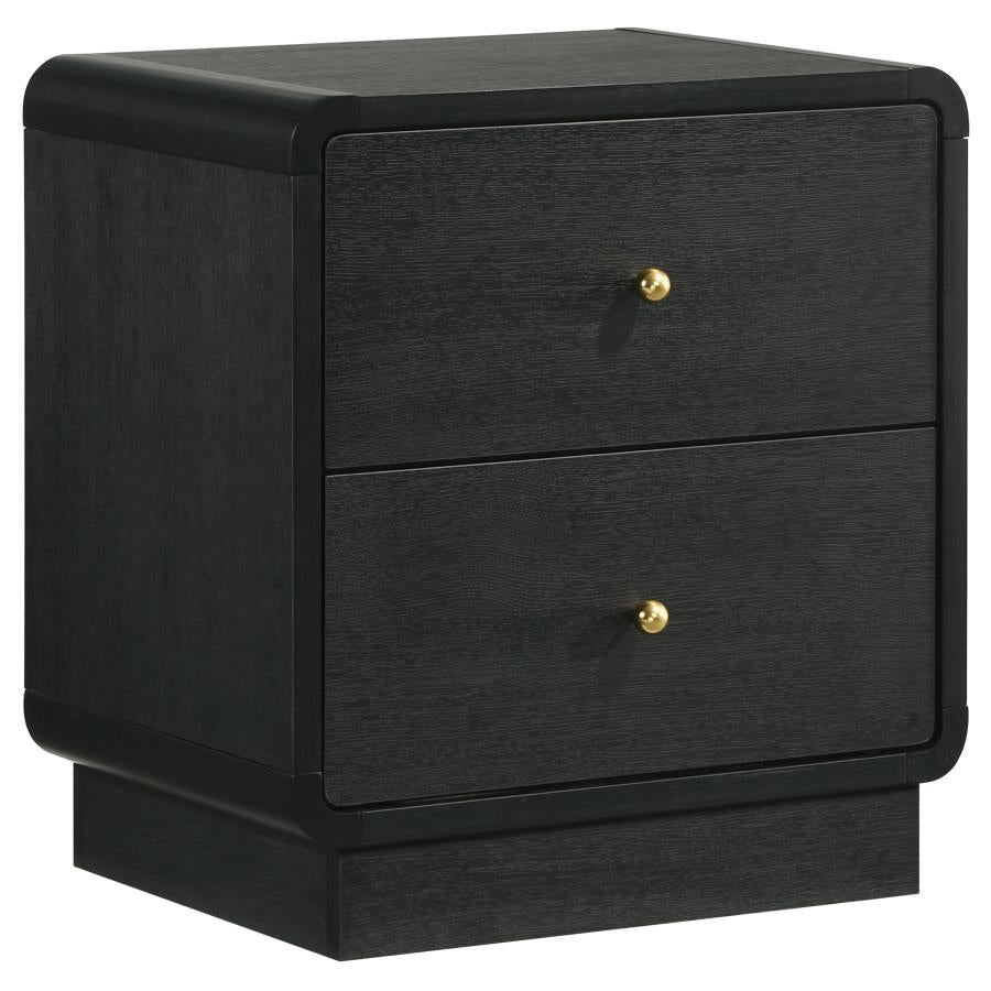 Coaster 223661Q-S4 4 pc Cavelle black finish wood charcoal chenille fabric headboard queen bedroom set