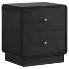 Coaster 223661Q-S4 4 pc Cavelle black finish wood charcoal chenille fabric headboard queen bedroom set