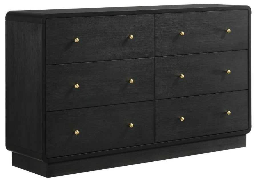 Coaster 223661Q-S4 4 pc Cavelle black finish wood charcoal chenille fabric headboard queen bedroom set