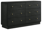 Coaster 223661Q-S4 4 pc Cavelle black finish wood charcoal chenille fabric headboard queen bedroom set