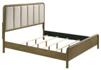Coaster 224271Q-S4 4 pc Amsbury nutmeg finish wood beige boucle fabric headboard queen bedroom set