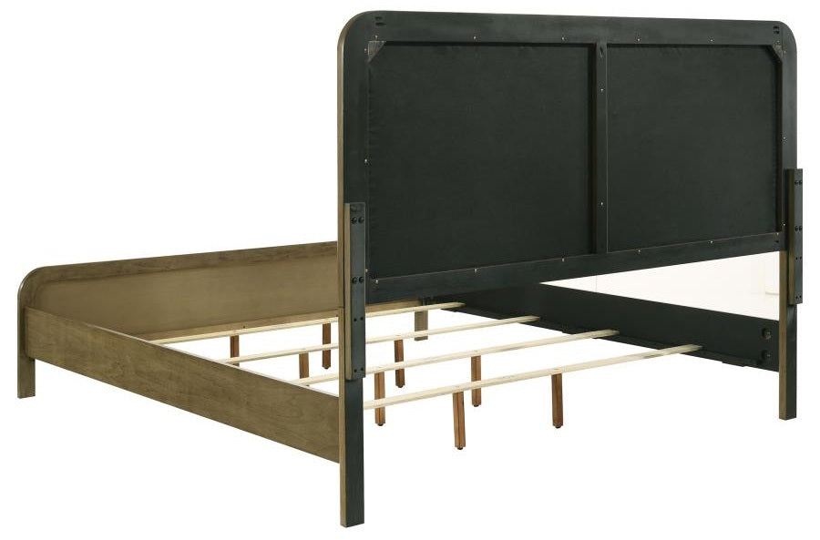 Coaster 224271Q-S4 4 pc Amsbury nutmeg finish wood beige boucle fabric headboard queen bedroom set