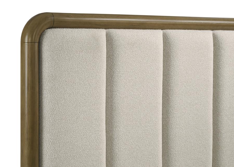 Coaster 224271Q-S4 4 pc Amsbury nutmeg finish wood beige boucle fabric headboard queen bedroom set