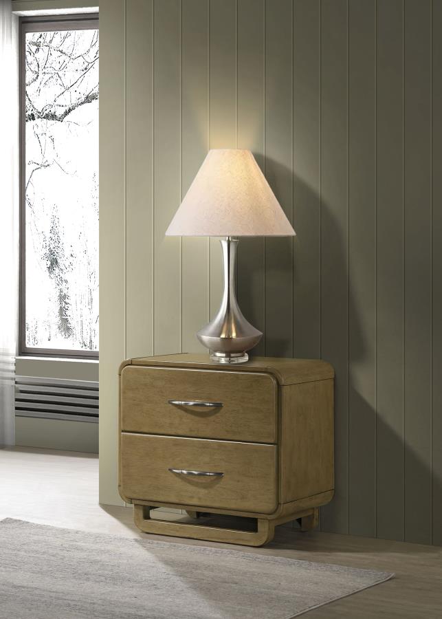 Coaster 224272 Amsbury nutmeg finish wood rounded end bed side table nightstand with 2 drawers