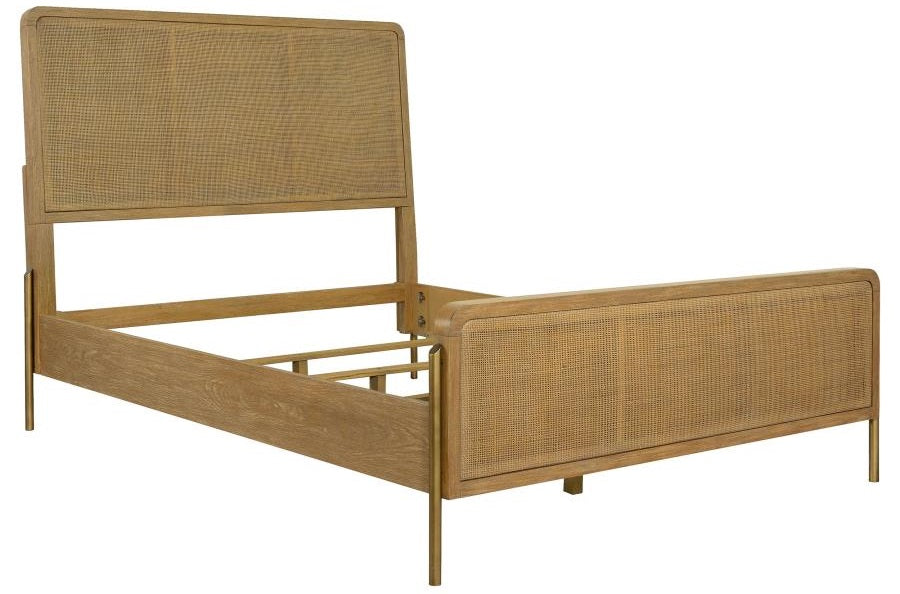 Coaster 224300Q 4 pc Arini sand wash finish wood grey natural cane headboard queen bedroom set