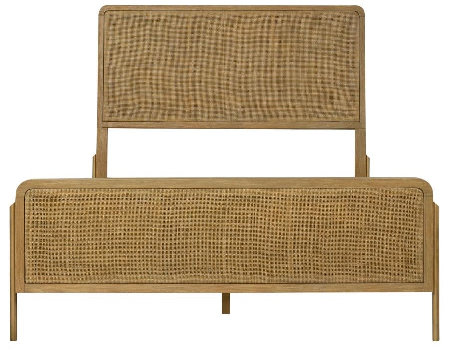 Coaster 224300Q 4 pc Arini sand wash finish wood grey natural cane headboard queen bedroom set