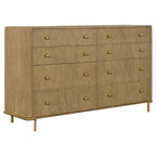 Arini Sand Wash Finish Wood 8-Drawer Dresser with Aged Brass Hardware – 224303