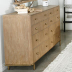 Arini Sand Wash Finish Wood 8-Drawer Dresser with Aged Brass Hardware – 224303