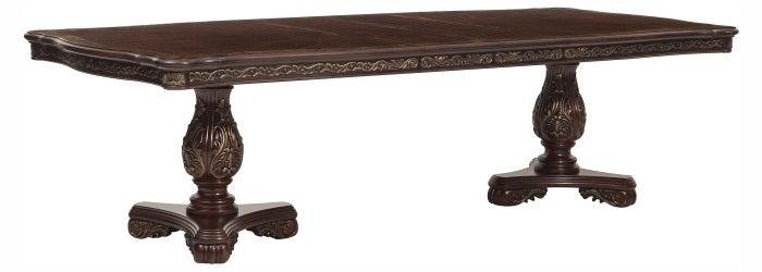 Homelegance 2243-114 7 pc deryn park cherry finish wood double pedestal dining table set