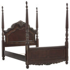 Homelegance 2243-4PC 4 pc deryn park cherry finish wood carved accents 4 poster bedroom set