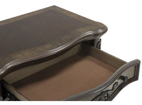 Homelegance 2243-4PC 4 pc deryn park cherry finish wood carved accents 4 poster bedroom set