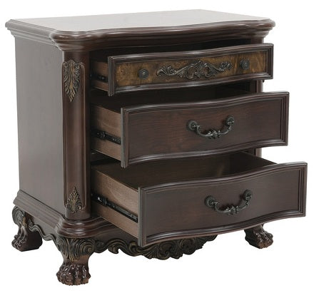 Homelegance 2243-4PC 4 pc deryn park cherry finish wood carved accents 4 poster bedroom set