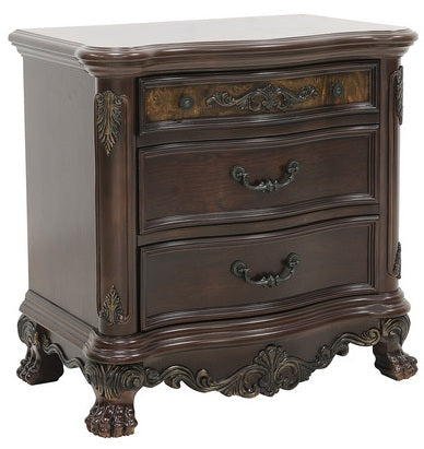 Homelegance 2243-4PC 4 pc deryn park cherry finish wood carved accents 4 poster bedroom set