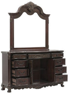 Homelegance 2243-4PC 4 pc deryn park cherry finish wood carved accents 4 poster bedroom set