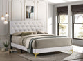 Coaster 224401Q Mercer 41 kendall glossy white finish wood queen bed with tufted upholstered headboard