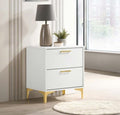 Coaster 224402 Mercer 41 kendall glossy white finish wood bedroom nightstand with gold accents