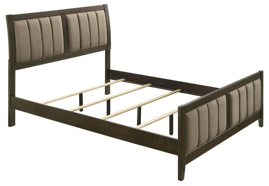 Coaster 224421Q-S4 4 pc Wilkes dark cocoa finish wood brown fabric headboard queen bedroom set