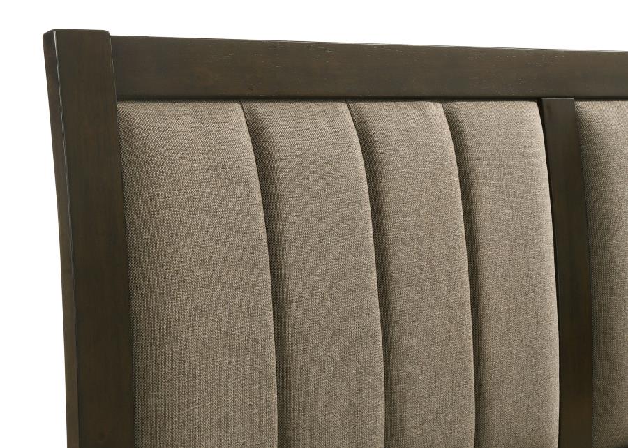 Coaster 224421Q-S4 4 pc Wilkes dark cocoa finish wood brown fabric headboard queen bedroom set