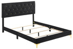 Coaster 224451Q-S4 4 pc Kendall black finish wood queen bedroom set with tufted upholstered headboard gold accents
