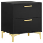 Coaster 224451Q-S4 4 pc Kendall black finish wood queen bedroom set with tufted upholstered headboard gold accents