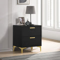 Coaster 224452 Mercer 41 kendall glossy black finish wood bedroom nightstand with gold accents