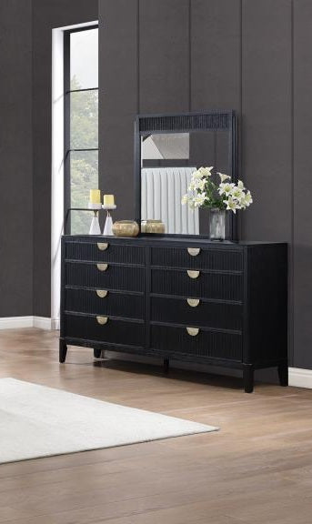 Coaster 224710Q-S4 4 pc Brookmead black wire bushed finish wood tufted headboard queen bedroom set fluted texturing highlights