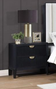 Coaster 224710Q-S4 4 pc Brookmead black wire bushed finish wood tufted headboard queen bedroom set fluted texturing highlights