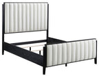 Coaster 224710Q-S4 4 pc Brookmead black wire bushed finish wood tufted headboard queen bedroom set fluted texturing highlights
