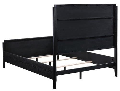 Coaster 224710Q-S4 4 pc Brookmead black wire bushed finish wood tufted headboard queen bedroom set fluted texturing highlights