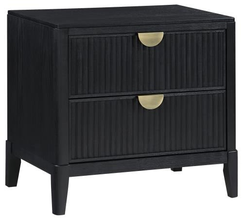 Coaster 224710Q-S4 4 pc Brookmead black wire bushed finish wood tufted headboard queen bedroom set fluted texturing highlights