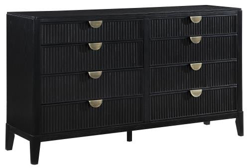 Coaster 224710Q-S4 4 pc Brookmead black wire bushed finish wood tufted headboard queen bedroom set fluted texturing highlights
