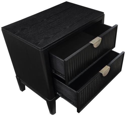 Coaster 224710Q-S4 4 pc Brookmead black wire bushed finish wood tufted headboard queen bedroom set fluted texturing highlights