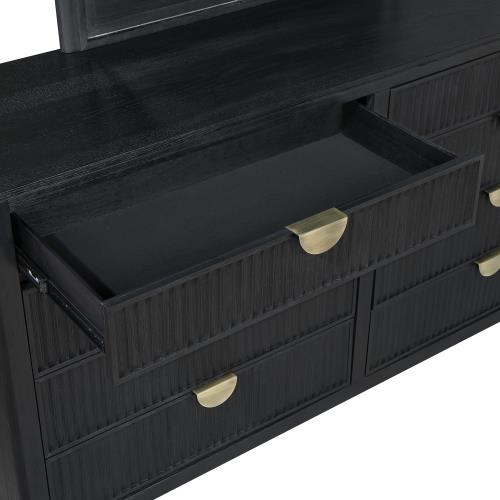 Coaster 224710Q-S4 4 pc Brookmead black wire bushed finish wood tufted headboard queen bedroom set fluted texturing highlights