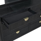 Coaster 224710Q-S4 4 pc Brookmead black wire bushed finish wood tufted headboard queen bedroom set fluted texturing highlights