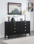 Coaster 224713 Brookmead black wire bushed finish wood 8 drawer dresser fluted texturing highlights