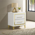 Coaster 224732 Lucia white finish wood gold accents 2 drawer bed side nightstand