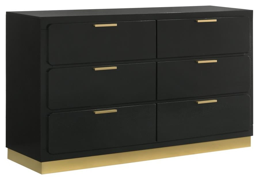Coaster 224781Q-S4 4 pc Caraway black finish wood gold accents LED accent lighting light grey fabric headboard queen bedroom set
