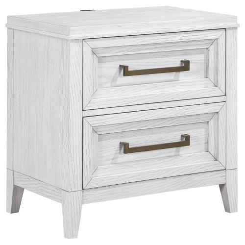 Coaster 224841Q-S4 4 pc Marielle distressed white finish wood queen bedroom set LED lighting