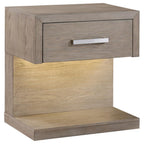Coaster 224850Q-S4 4 pc Kenora barley brown finish wood beige fabric LED accent headboard queen bedroom set