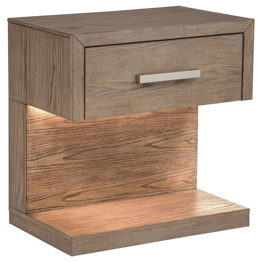 Coaster 224852 Kenora barley brown finish wood LED lighted nightstand