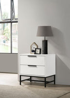 Coaster 224862 Sonora white finish wood black legs 2 drawer nightstand