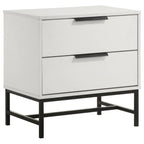 Coaster 224862 Sonora white finish wood black legs 2 drawer nightstand