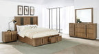 Coaster 224900Q-S4 4 pc Terrace ash brown finish wood reeded design fronts queen headboard bedroom set