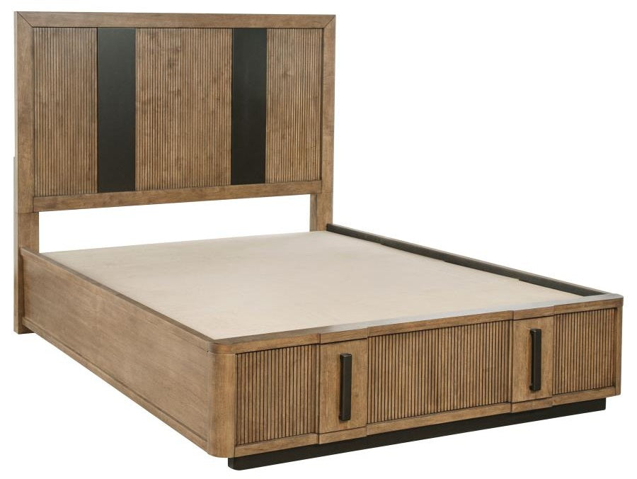 Coaster 224900Q-S4 4 pc Terrace ash brown finish wood reeded design fronts queen headboard bedroom set