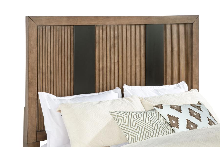 Coaster 224900Q-S4 4 pc Terrace ash brown finish wood reeded design fronts queen headboard bedroom set