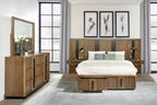 Coaster 224900Q-S5P 5 pc Terrace ash brown finish wood reeded design fronts queen headboard bedroom set