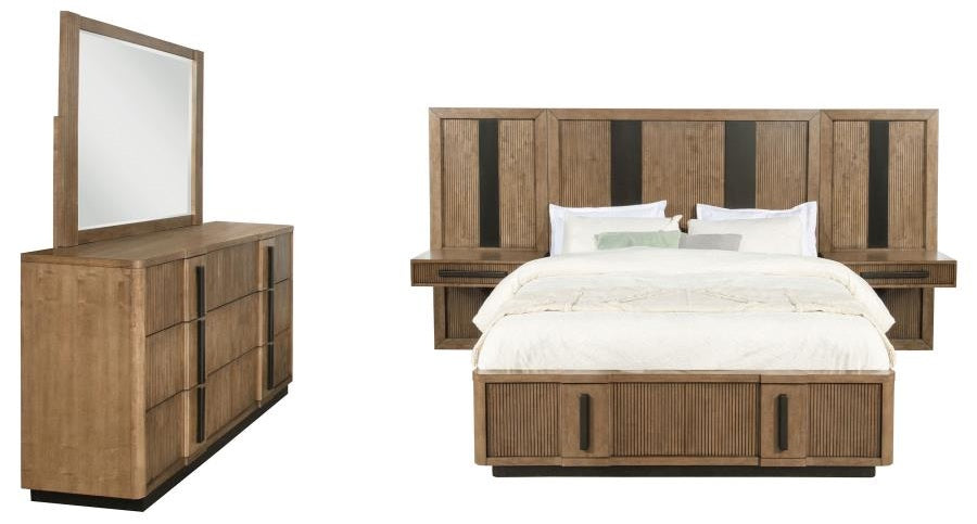 Coaster 224900Q-S5P 5 pc Terrace ash brown finish wood reeded design fronts queen headboard bedroom set