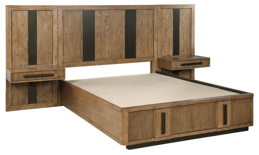 Coaster 224900Q-S5P 5 pc Terrace ash brown finish wood reeded design fronts queen headboard bedroom set